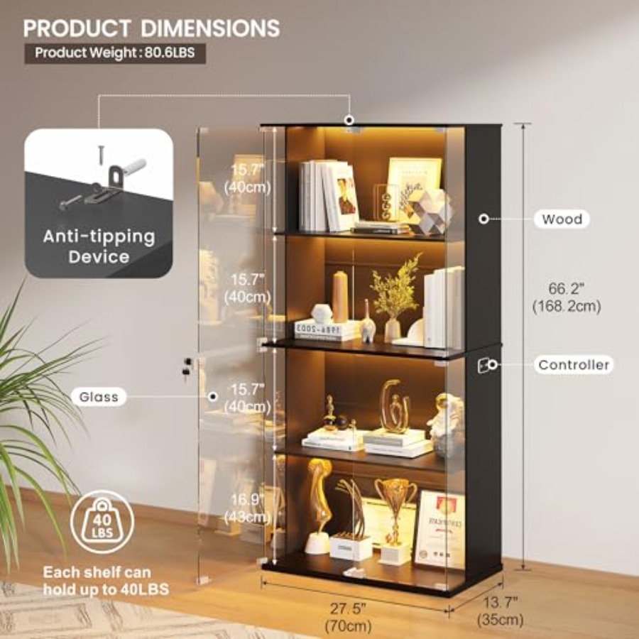 Czarna witryna z szklanymi drz – Glass Door Hinge recenzja i cena